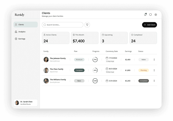Doula management dashboard