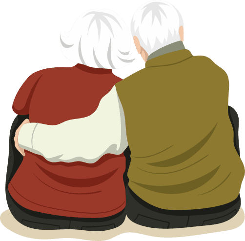 Elderly couple embracing